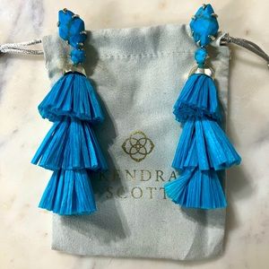 Kendra Scott Denise Earrings in Gold and Blue